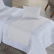 Peseira Cama Solteiro 3 Peças com Almofada Cheia Microfibra Matelado Cor: Branco Peseira Cama Solteiro 3 Peças com Almofada Cheia Microfibra Matelado Cor: Branco
