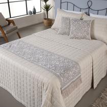 Peseira Decorativa Cama Almofada Cheia Queen Jacard 5 Peças