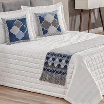 Peseira King Jacquard Rústico Corinto 5pç - 60% Algodão 40% Poliéster - Azul