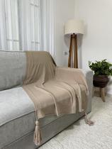Peseira Manta Decorativa Pompom Sofá Sala Cama Luxo Tricot 150x90cm