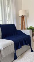 Peseira Manta Decorativa Pompom Sofá Sala Cama Luxo Tricot 150x90cm