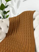 Peseira Manta Trança Sala Cama Casal Sofa Tricot 180x60cm