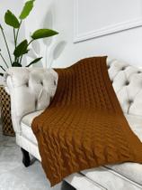 Peseira Manta Trança Sala Cama King Sofa Tricot 260x60cm