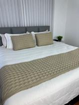 Peseira Manta Trança Sala Cama King Sofa Tricot 260x60cm