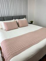 Peseira Manta Trança Sala Cama King Sofa Tricot 260x60cm