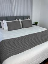 Peseira Manta Trança Sala Cama Queen Sofa Tricot 230x60cm