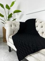 Peseira Manta Trança Sala Cama Solteiro Sofá Tricot 160X Pre