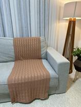 Peseira Manta Trança Sala Cama Solteiro Sofá Tricot 160x60cm