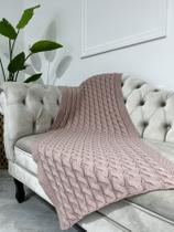 Peseira Manta Trança Sala Cama Solteiro Sofá Tricot 160x60cm