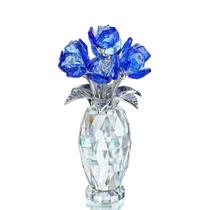 Peso de papel Crystal Flower H&D Hyaline e Dora Blue Rose