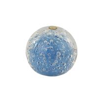 Peso de Papel de Cristal Murano com Bolhas - Esfera Azul G - Cristais Labone