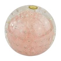 Peso de Papel de Cristal Murano com Bolhas - Esfera Rosa G - Cristais Labone
