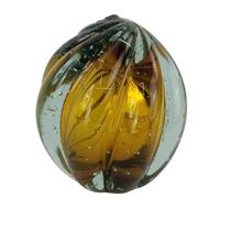 Peso de Papel de Vidro Tipo Murano - Bola Âmbar Grande - Cristal Studio JR Glass