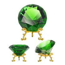 Peso de papel SWTHONY de cristal em forma de diamante, 10 cm, verde, com base dourada Peso de papel SWTHONY de cristal em forma de diamante, 10 cm, verde, com base dourada