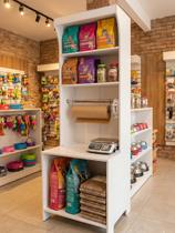 Pet Box Balcão Balança Prateleiras Expositor Loja Pet Shop Agro MDF Ração Branco