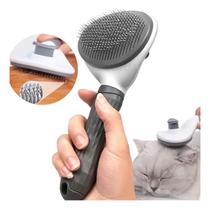 Pet Escova Pelos Automática Gato Cão - Cor Cinza