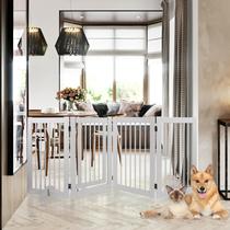 Pet Gate RedFinches de 109 polegadas e 4 painéis de madeira dobrável branca Pet Gate RedFinches de 109 polegadas e 4 painéis de madeira dobrável branca