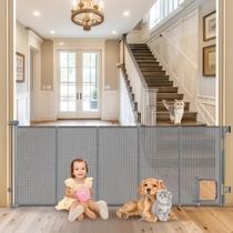 Pet Gate Sair Pet, 33 cm de altura, retrátil com porta para gatos, cinza Pet Gate Sair Pet, 33 cm de altura, retrátil com porta para gatos, cinza