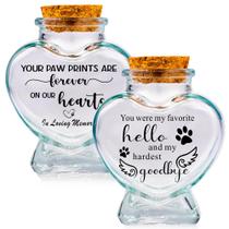 Pet Memorial Urns Sand Keepsake Jar Heart Glass, 2 unidades