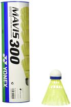 Petecas Yonex Mavis 300 de nylon amarelo, pacote com 6