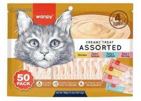 Petisco Cremoso Gatos Wanpy Sabores Variados 50unid