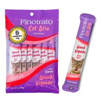 Petisco Cremoso para Gatos Sache Finotrato Cat Stix 6un C/15gr Sabor Carne