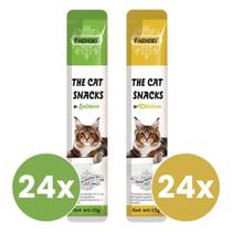 Petisco Cremoso para Gatos Salmão e Frango 720g 48 Sachês 15g Petisco Cremoso para Gatos Salmão e Frango 720g 48 Sachês 15g