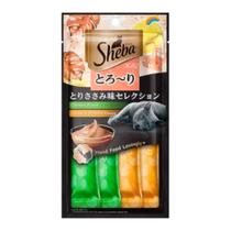 Petisco Cremoso Sheba Frango e Frango Peixe Branco c/ 4 unidades para gato