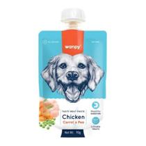 Petisco para cao wanpy creamy sache de frango cenoura e ervilha 90g