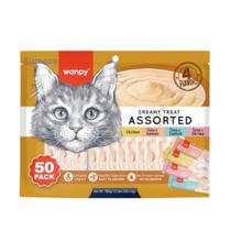 Petisco para gato wanpy creamy sortido pacote 14gx50p