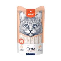 Petisco para Gatos Wanpy Creamy Sabores Atum e Salmão Pct. 25 unidades Petisco para Gatos Wanpy Creamy Sabores Atum e Salmão Pct. 25 unidades