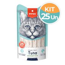 Petisco Wanpy Creamy Atum com Bacalhau Gatos 25x14g