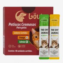 Petiscos Cremosos Para Gatos 48 Unidades - Frango e Salmão Petiscos Cremosos Para Gatos 48 Unidades - Frango e Salmão