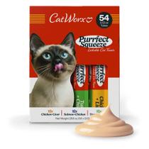Petiscos Cremosos para Gatos Chewmasters Purrfect Squeeze, 54 Tubos de 15 ml Petiscos Cremosos para Gatos Chewmasters Purrfect Squeeze, 54 Tubos de 15 ml