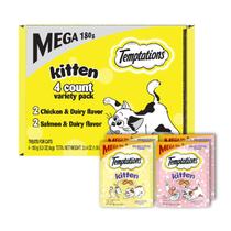 Petiscos Kitten Treats Temptations - Pacote Variado de 177ml - Crocante e Macio Petiscos Kitten Treats Temptations - Pacote Variado de 177ml - Crocante e Macio