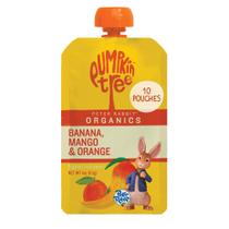 Petiscos orgânicos de manga e banana e laranja da Pumptree Peter Rabbit 10x113g