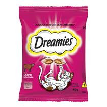 Petiscos para Gatos Dreamies Adultos Sabor Carne Tentadora com 40g
