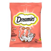 Petiscos para Gatos Dreamies Adultos Sabor Salmão Irresistível 40g