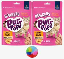 Petiscos para gatos Purrpops Chicky Licks de frango liofilizado, 2 pacotes Petiscos para gatos Purrpops Chicky Licks de frango liofilizado, 2 pacotes
