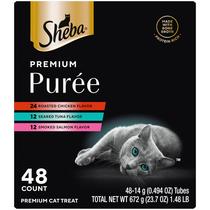 Petiscos para Gatos Sheba Premium Purê de Frango Assado 48 Unidades