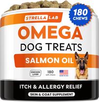 Petiscos StrellaLab para Cães - Omega 3 6 9 - Alívio de Alergias (180 unidades)
