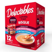 Petiscos Úmidos Hartz Delectables Bisque para Gatos Idosos - Pacote com 12