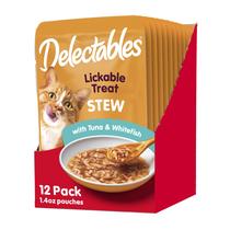 Petiscos Úmidos para Gatos Hartz Delectables - Atum e Peixe Branco (12 unidades)