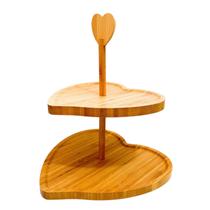 Petisqueira 2 Andares Modelo Coração Bambu 27x27x30,5cm