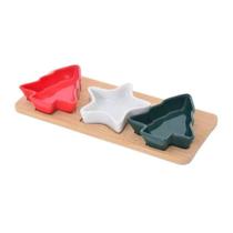 Petisqueira 3 Bowl Natalina Bambu 4 PCs 28x12cm Estrela e Pinheiro de Natal Petisqueira 3 Bowl Natalina Bambu 4 PCs 28x12cm Estrela e Pinheiro de Natal