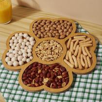 Petisqueira 30X30CM Gamela Mdf Madeira Flor Com 5 Espaços Para Servir Petiscos e Frios Multiuso