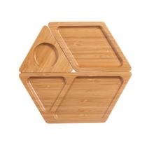 Petisqueira 4 divisórias hexagonal bambu 23x20,8x1,7cm -Dynasty