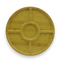 Petisqueira 5 Divisórias Bambu Tábua Frios Bandeja Petiscos