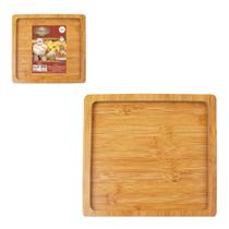 Petisqueira Bambu Madeira Elegante Antibacteriano Quadrada