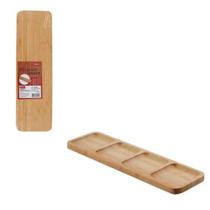 Petisqueira bambu nature retangular 4 divisoes